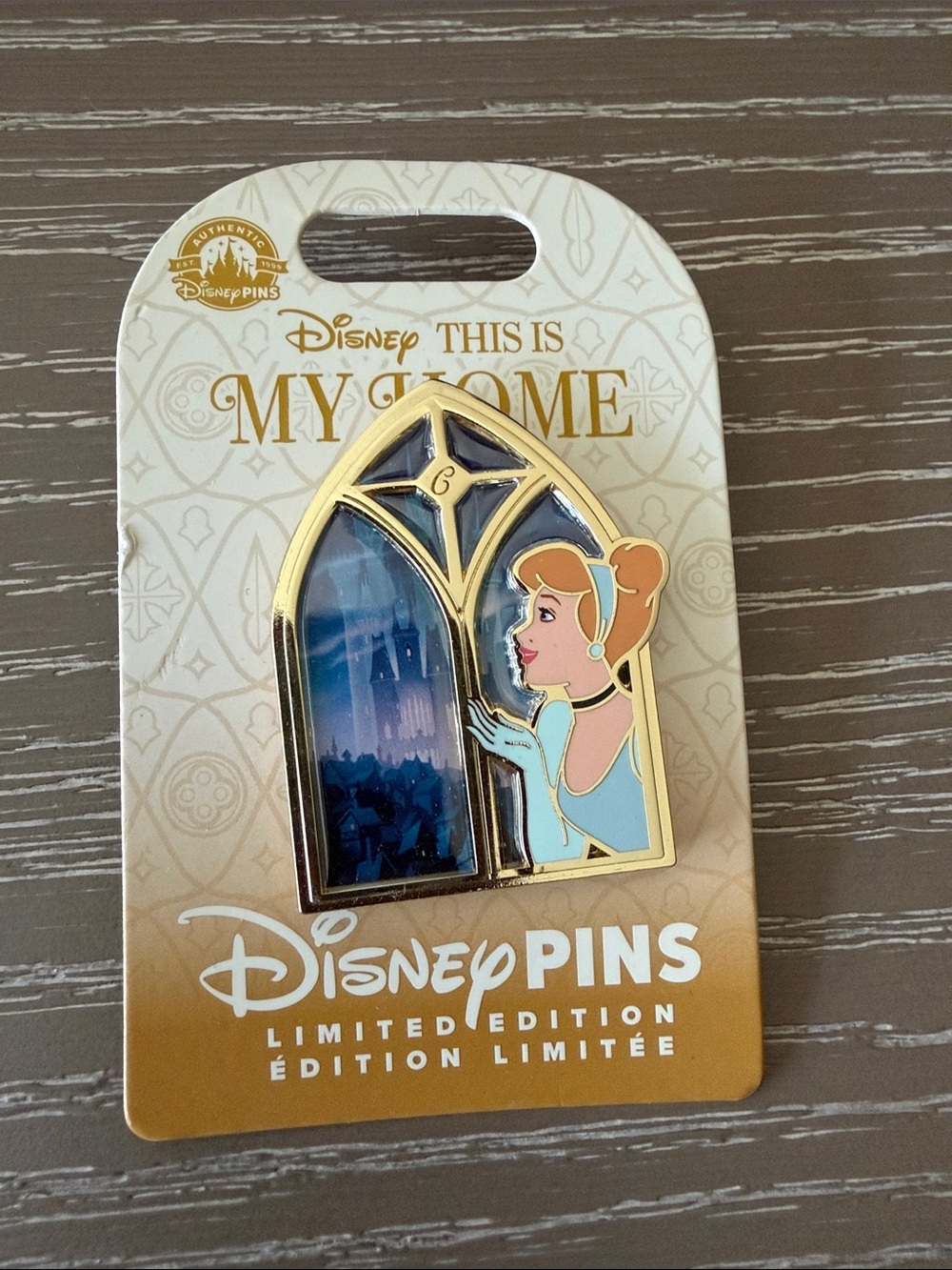 Disney Cinderella Gold, Blue & Light Blue Enamel Window Pin
